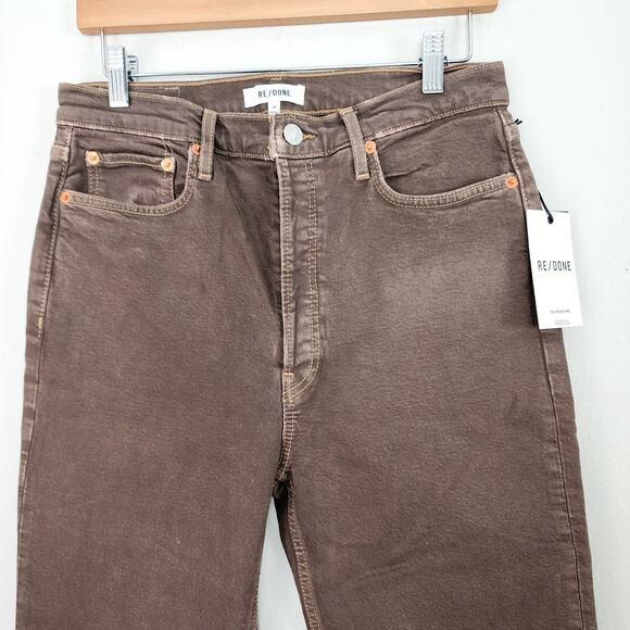 NEW Re/Done 70s Ultra High Rise Stove Pipe Jean in Washed Chocolate 28 - Picture 5 of 13
